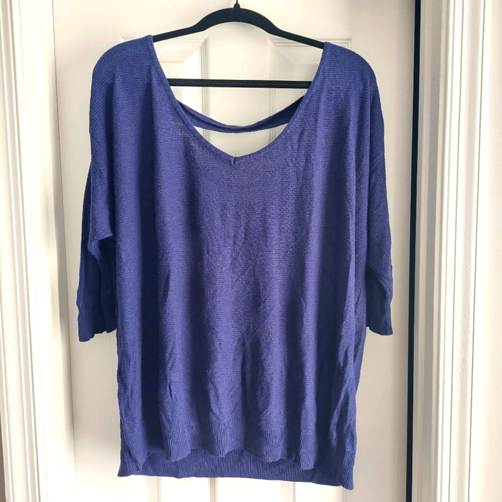 Torrid 3/4 sleeve navy strappy back sweater